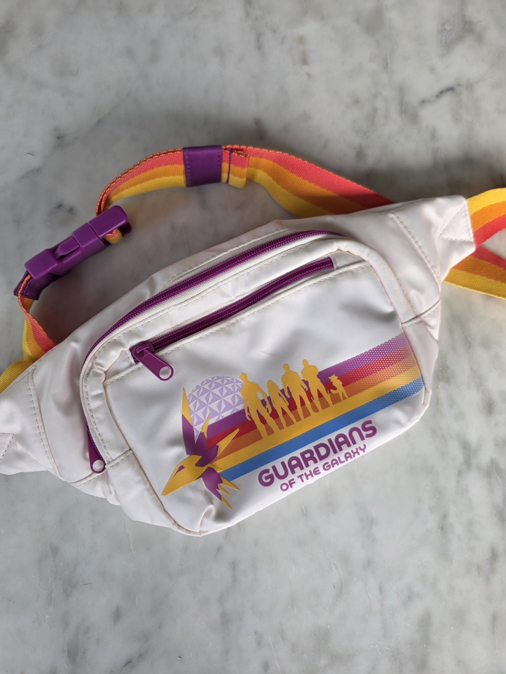 Guardians Of The Galaxy White Crossbody Bag With Retro Rainbow Strap